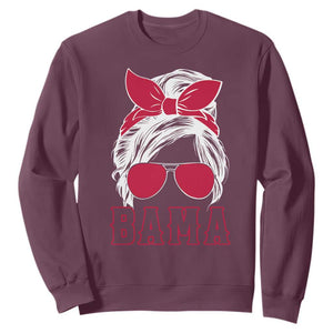 Alabama Fan Sweatshirt Bama Football Lover Game Day Messy Bun TS10 Maroon Print Your Wear