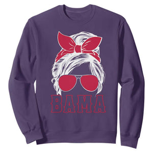 Alabama Fan Sweatshirt Bama Football Lover Game Day Messy Bun TS10 Purple Print Your Wear