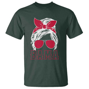 Alabama Fan T Shirt Bama Football Lover Game Day Messy Bun TS10 Dark Forest Green Print Your Wear