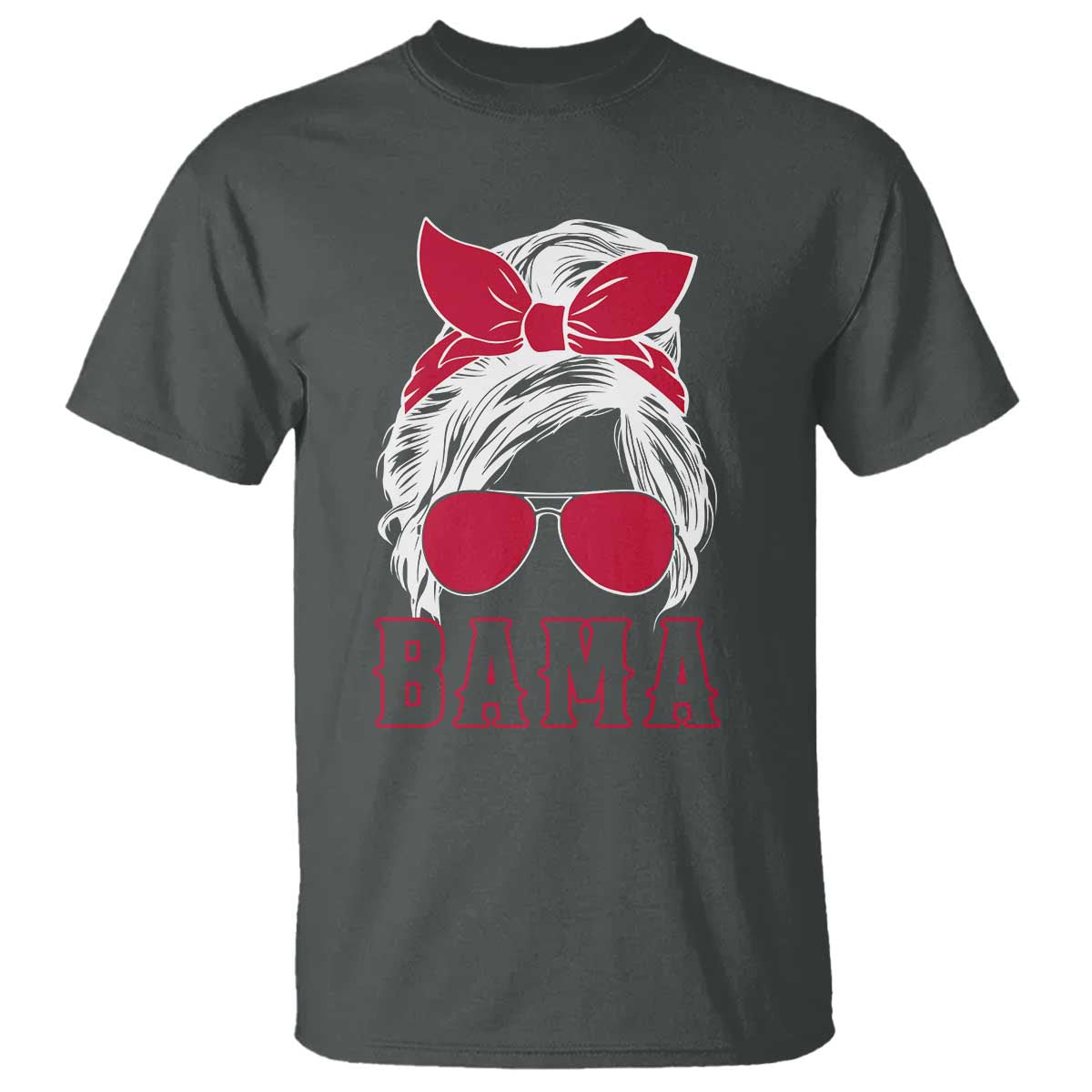 Alabama Fan T Shirt Bama Football Lover Game Day Messy Bun TS10 Dark Heather Print Your Wear