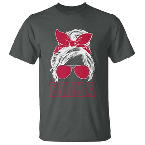 Alabama Fan T Shirt Bama Football Lover Game Day Messy Bun TS10 Dark Heather Print Your Wear