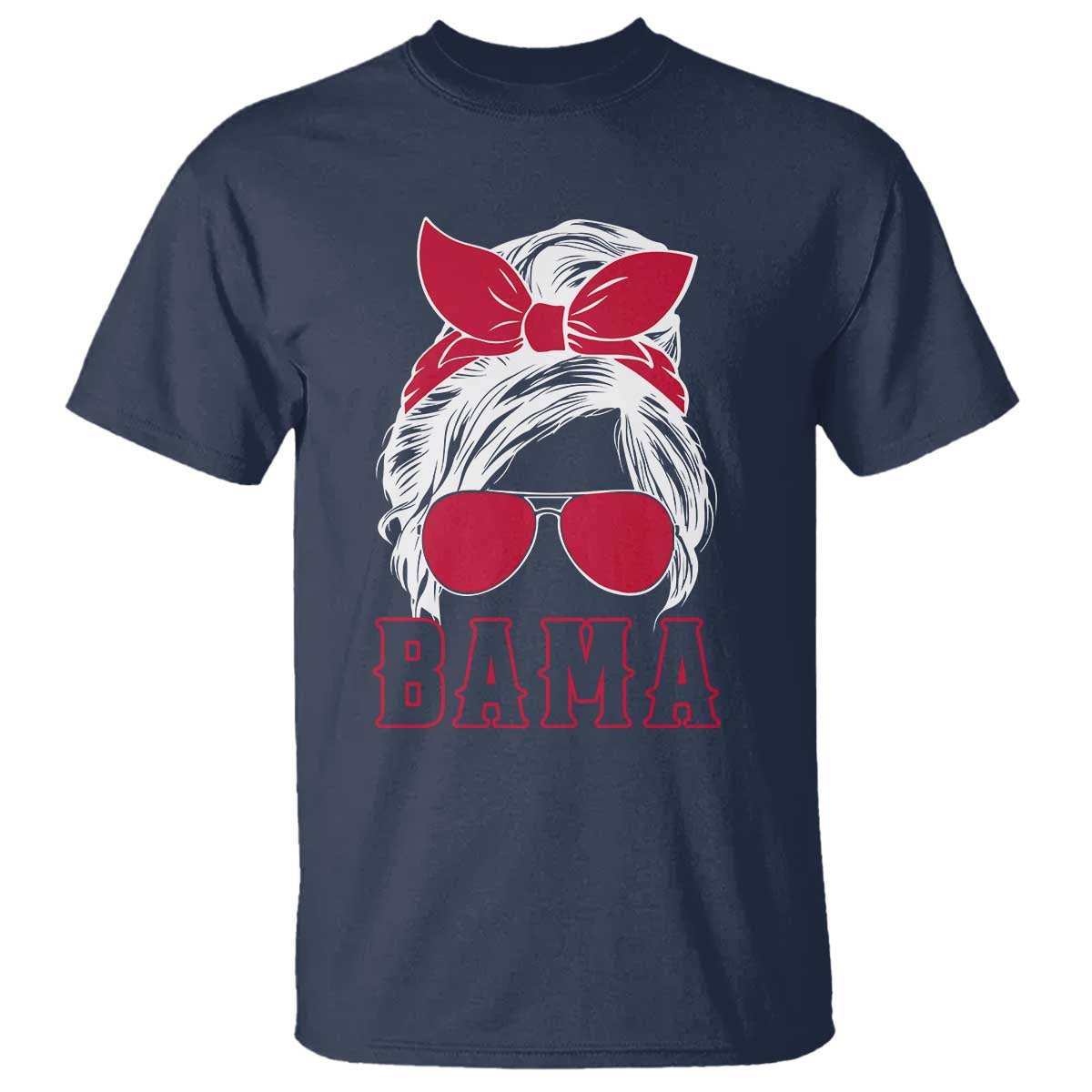 Alabama Fan T Shirt Bama Football Lover Game Day Messy Bun TS10 Navy Print Your Wear
