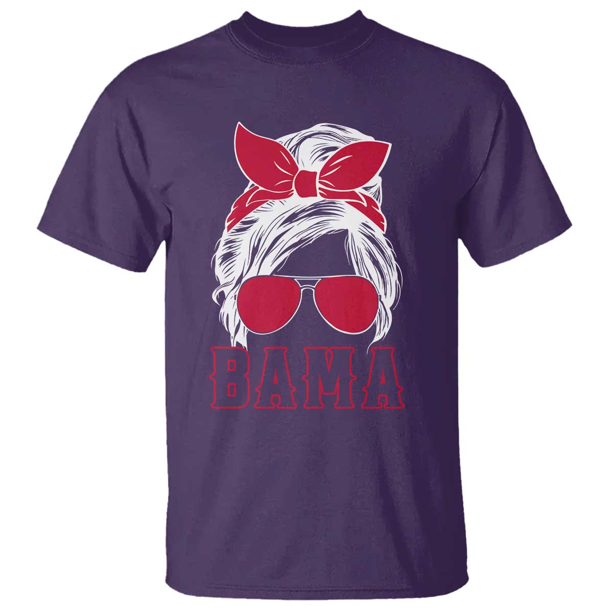 Alabama Fan T Shirt Bama Football Lover Game Day Messy Bun TS10 Purple Print Your Wear