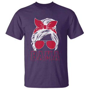 Alabama Fan T Shirt Bama Football Lover Game Day Messy Bun TS10 Purple Print Your Wear