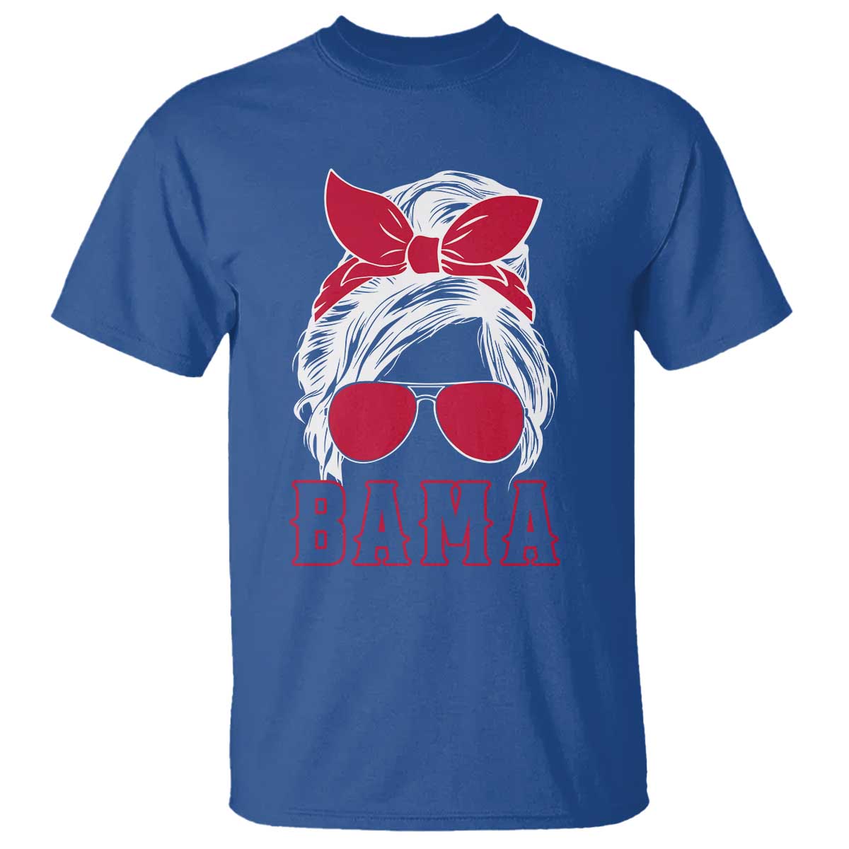 Alabama Fan T Shirt Bama Football Lover Game Day Messy Bun TS10 Royal Blue Print Your Wear