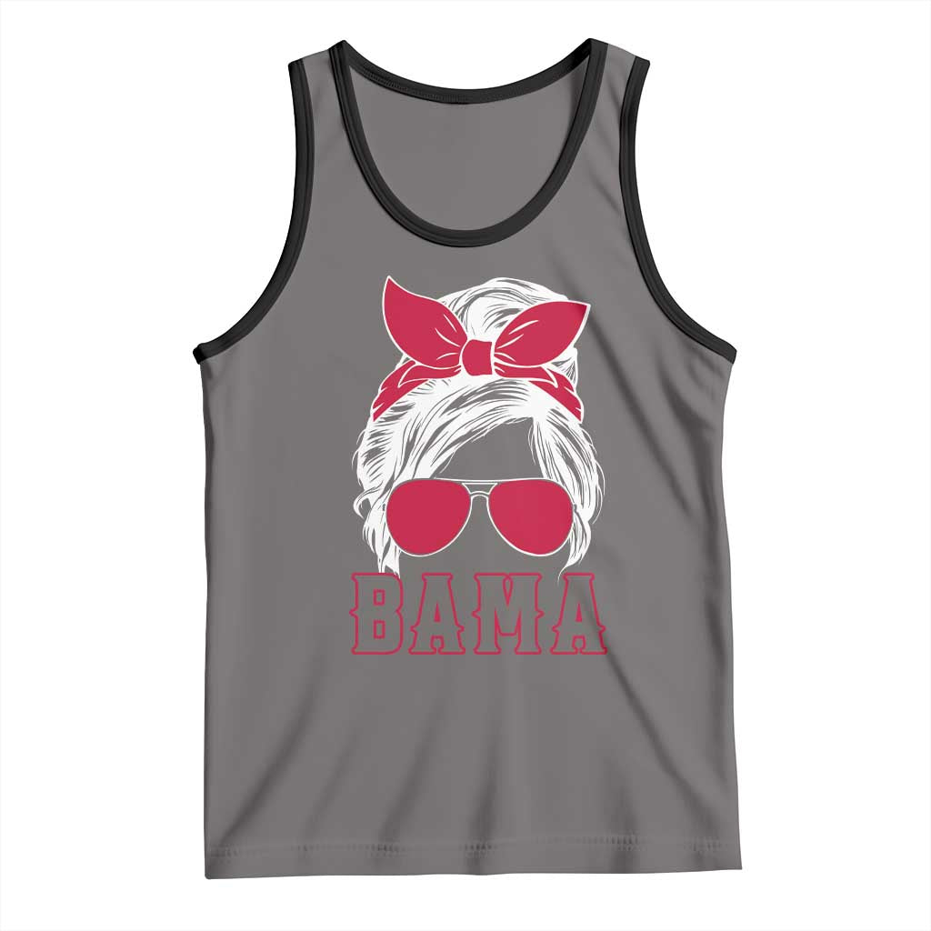 Alabama Fan Tank Top Bama Football Lover Game Day Messy Bun TS10 Deep Heather Black Print Your Wear