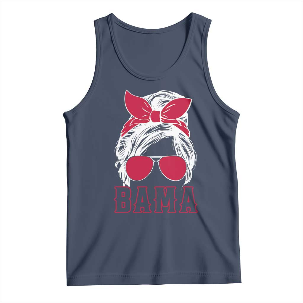 Alabama Fan Tank Top Bama Football Lover Game Day Messy Bun TS10 Navy Print Your Wear