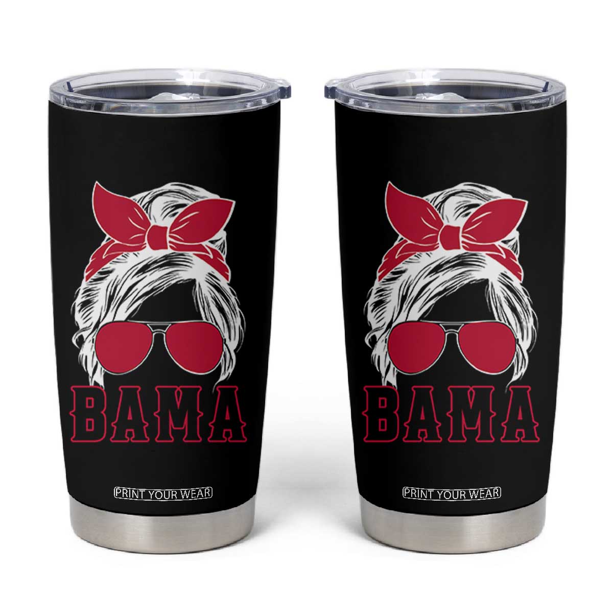 Alabama Fan Tumbler Cup Bama Football Lover Game Day Messy Bun TS10 Black Print Your Wear