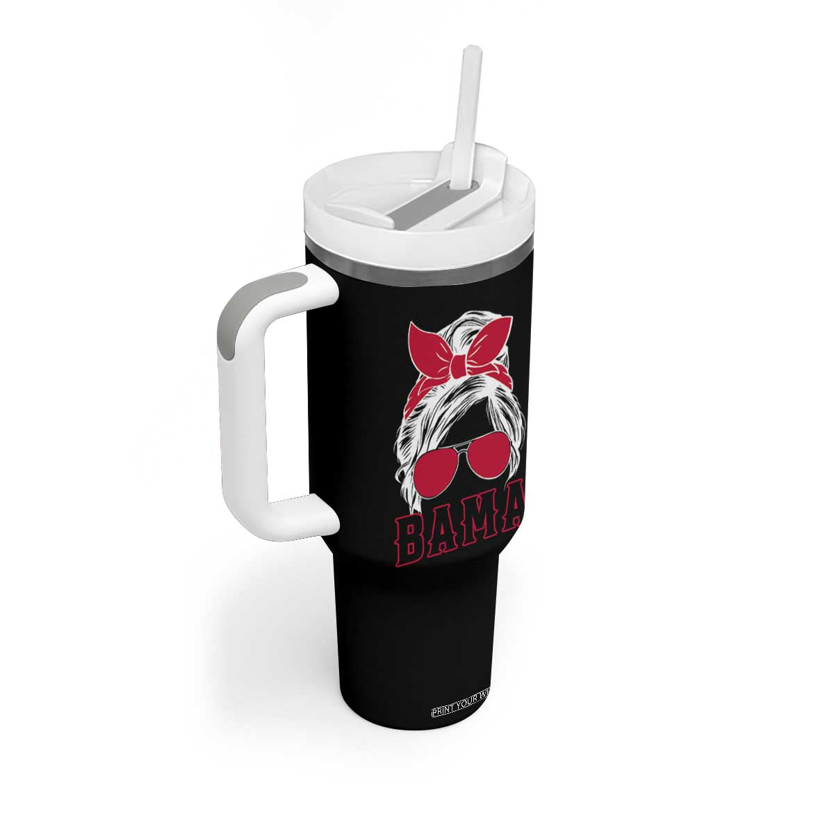 Alabama Fan Tumbler With Handle Bama Football Lover Game Day Messy Bun TS10 Print Your Wear