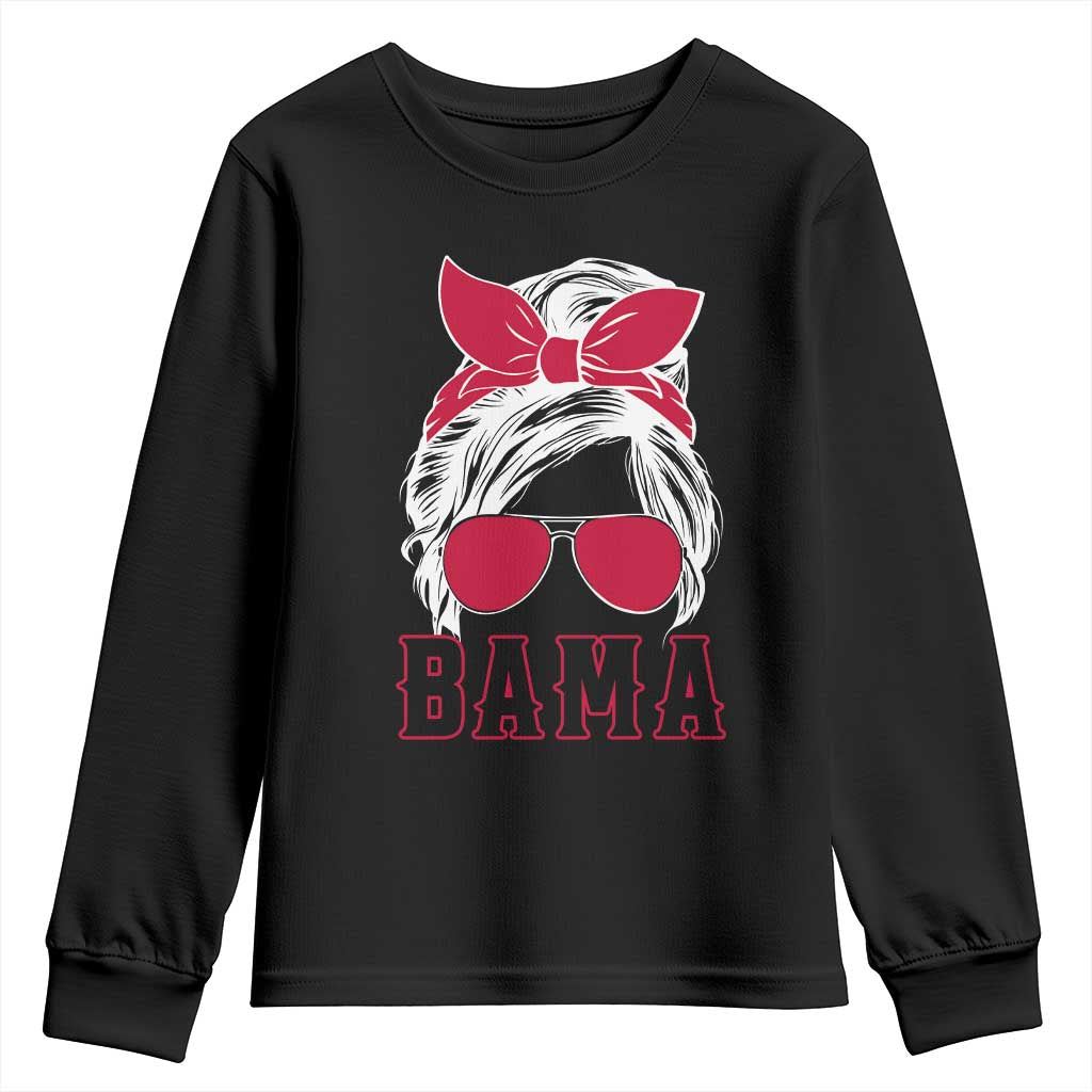 Alabama Fan Youth Sweatshirt Bama Football Lover Game Day Messy Bun TS10 Black Print Your Wear