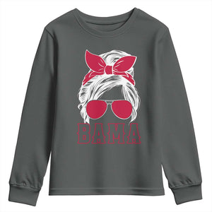 Alabama Fan Youth Sweatshirt Bama Football Lover Game Day Messy Bun TS10 Dark Heather Print Your Wear