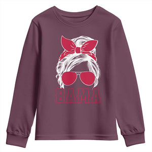 Alabama Fan Youth Sweatshirt Bama Football Lover Game Day Messy Bun TS10 Maroon Print Your Wear