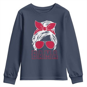 Alabama Fan Youth Sweatshirt Bama Football Lover Game Day Messy Bun TS10 Navy Print Your Wear