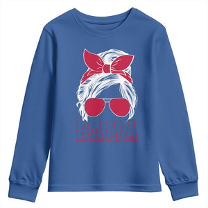 Alabama Fan Youth Sweatshirt Bama Football Lover Game Day Messy Bun TS10 Royal Blue Print Your Wear
