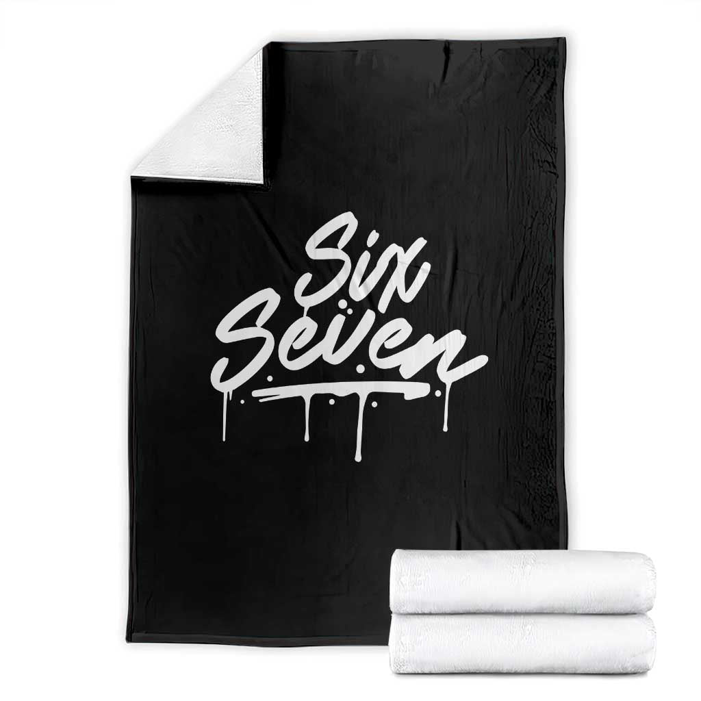 Fun Six Seven Meme Throw Blanket Funny 6 7 Meme Gen Alpha Slang Streetwear TS10 Black Print Your Wear