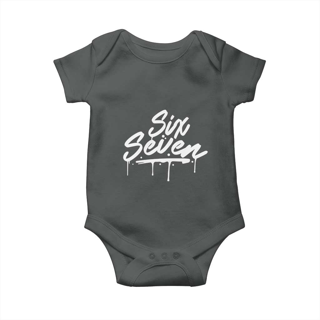 Fun Six Seven Meme Baby Onesie Funny 6 7 Meme Gen Alpha Slang Streetwear TS10 Dark Heather Print Your Wear