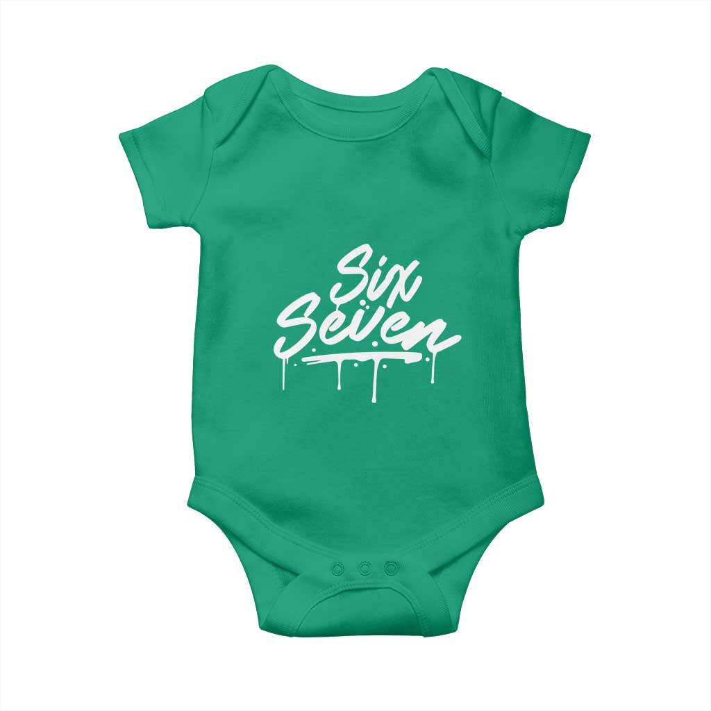 Fun Six Seven Meme Baby Onesie Funny 6 7 Meme Gen Alpha Slang Streetwear TS10 Irish Green Print Your Wear