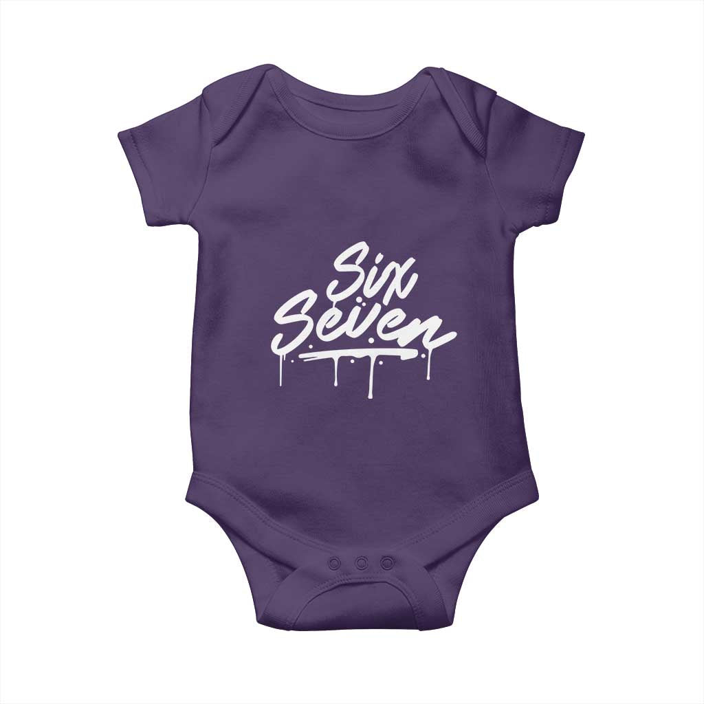 Fun Six Seven Meme Baby Onesie Funny 6 7 Meme Gen Alpha Slang Streetwear TS10 Purple Print Your Wear