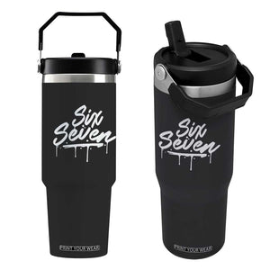 Fun Six Seven Meme Flip Straw Tumbler Funny 6 7 Meme Gen Alpha Slang Streetwear TS10 One Size: 30 oz Black Print Your Wear