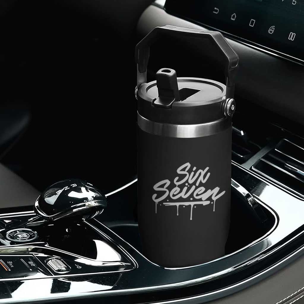 Fun Six Seven Meme Flip Straw Tumbler Funny 6 7 Meme Gen Alpha Slang Streetwear TS10 Print Your Wear