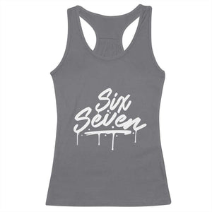 Fun Six Seven Meme Racerback Tank Top Funny 6 7 Meme Gen Alpha Slang Streetwear TS10 Charcoal Print Your Wear