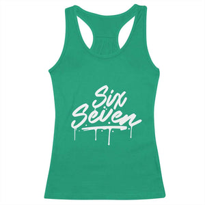 Fun Six Seven Meme Racerback Tank Top Funny 6 7 Meme Gen Alpha Slang Streetwear TS10 Irish Green Print Your Wear