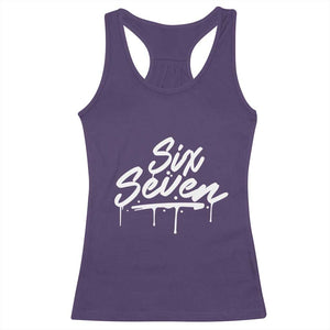 Fun Six Seven Meme Racerback Tank Top Funny 6 7 Meme Gen Alpha Slang Streetwear TS10 Purple Print Your Wear