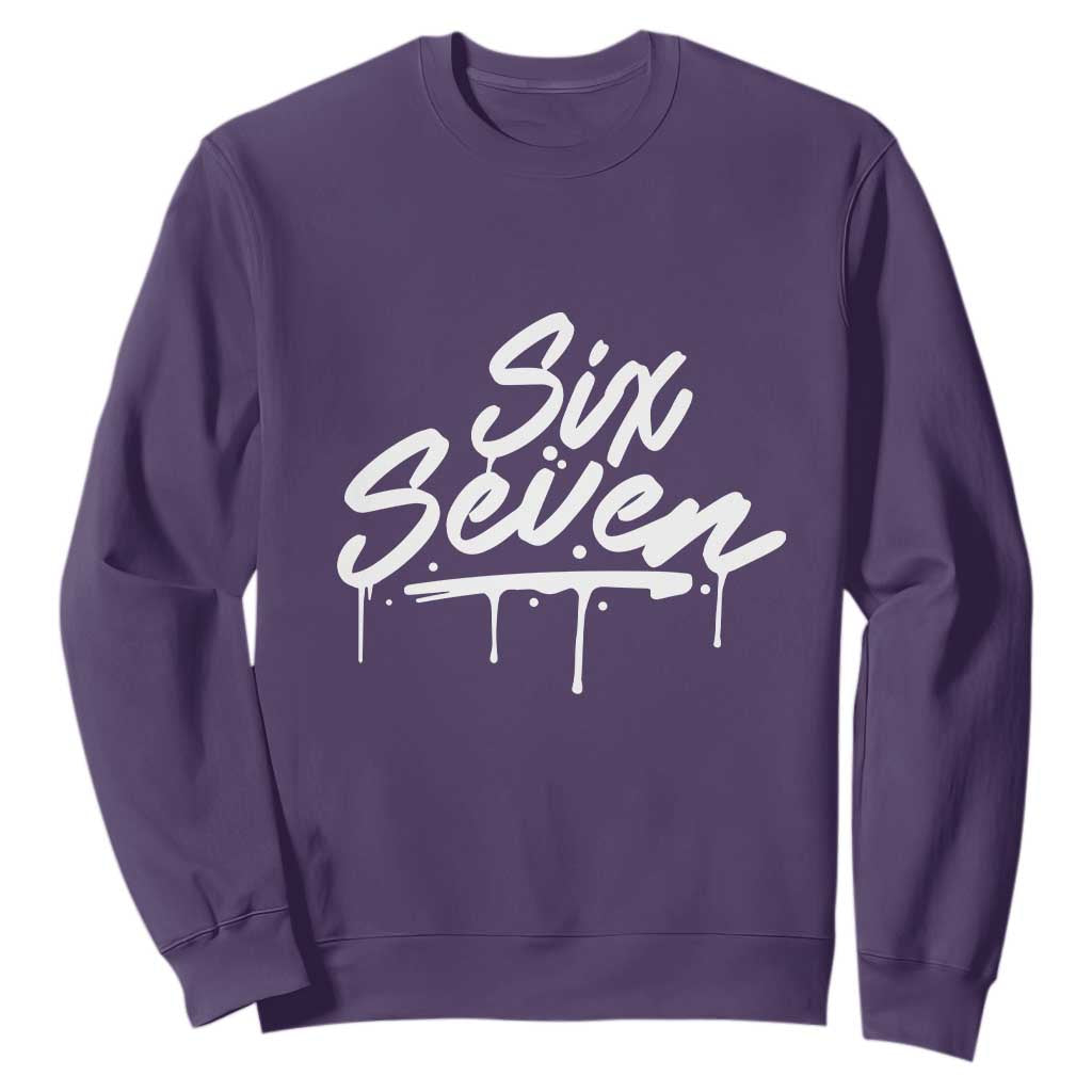 Fun Six Seven Meme Sweatshirt Funny 6 7 Meme Gen Alpha Slang Streetwear TS10 Purple Print Your Wear