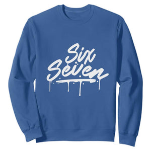 Fun Six Seven Meme Sweatshirt Funny 6 7 Meme Gen Alpha Slang Streetwear TS10 Royal Blue Print Your Wear
