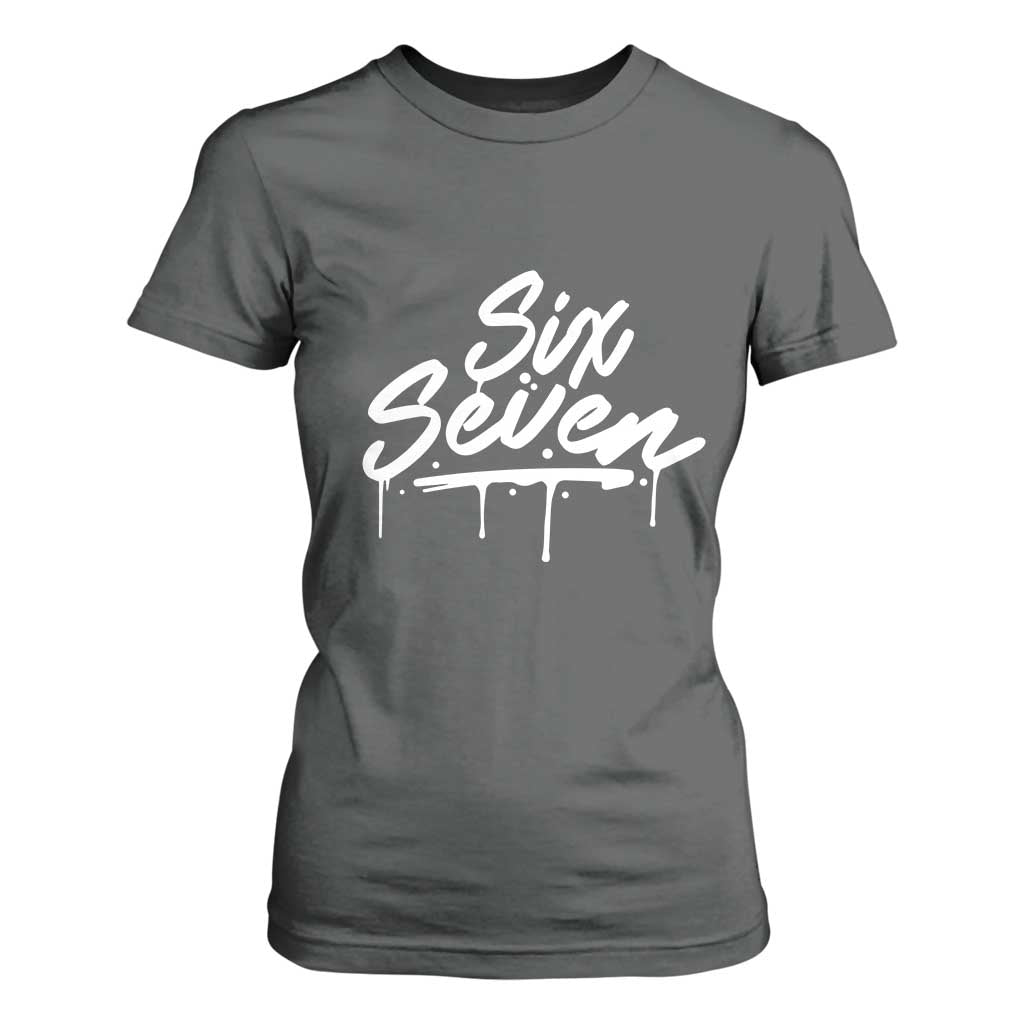 Fun Six Seven Meme T Shirt For Women Funny 6 7 Meme Gen Alpha Slang Streetwear TS10 Dark Heather Print Your Wear