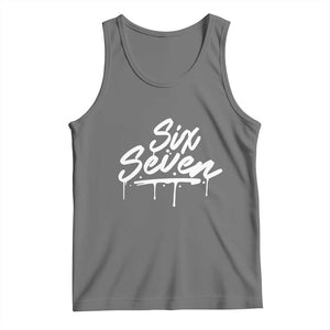 Fun Six Seven Meme Tank Top Funny 6 7 Meme Gen Alpha Slang Streetwear TS10 Black Heather Print Your Wear