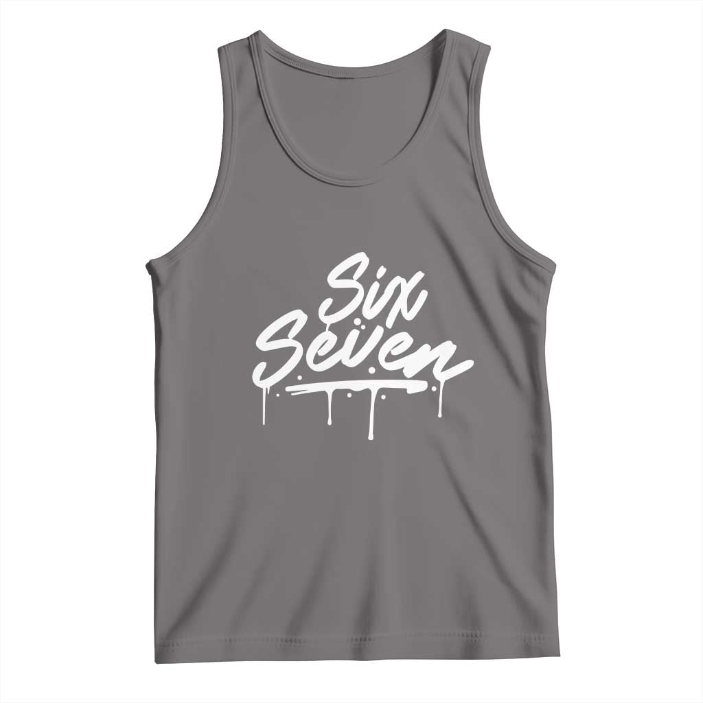 Fun Six Seven Meme Tank Top Funny 6 7 Meme Gen Alpha Slang Streetwear TS10 Deep Heather Print Your Wear