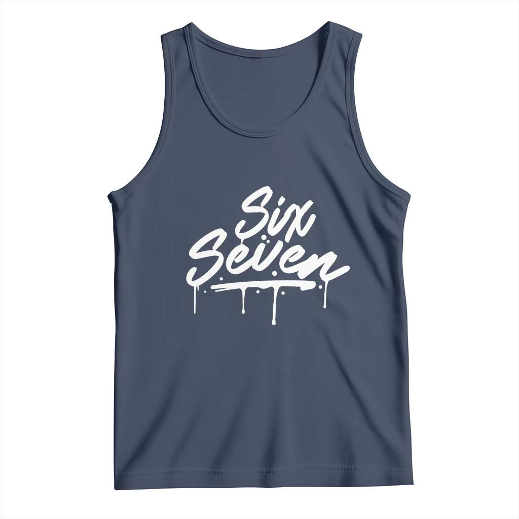 Fun Six Seven Meme Tank Top Funny 6 7 Meme Gen Alpha Slang Streetwear TS10 Navy Print Your Wear