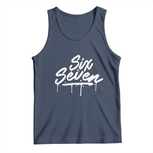 Fun Six Seven Meme Tank Top Funny 6 7 Meme Gen Alpha Slang Streetwear TS10 Navy Print Your Wear