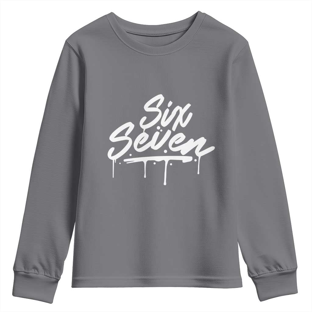 Fun Six Seven Meme Youth Sweatshirt Funny 6 7 Meme Gen Alpha Slang Streetwear TS10 Charcoal Print Your Wear