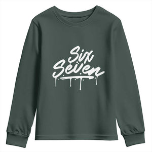Fun Six Seven Meme Youth Sweatshirt Funny 6 7 Meme Gen Alpha Slang Streetwear TS10 Dark Forest Green Print Your Wear