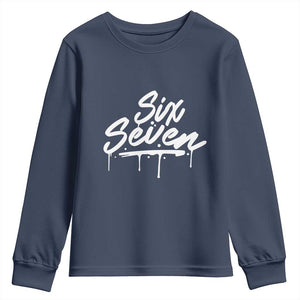 Fun Six Seven Meme Youth Sweatshirt Funny 6 7 Meme Gen Alpha Slang Streetwear TS10 Navy Print Your Wear