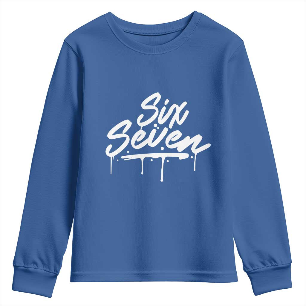 Fun Six Seven Meme Youth Sweatshirt Funny 6 7 Meme Gen Alpha Slang Streetwear TS10 Royal Blue Print Your Wear