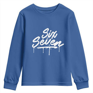 Fun Six Seven Meme Youth Sweatshirt Funny 6 7 Meme Gen Alpha Slang Streetwear TS10 Royal Blue Print Your Wear