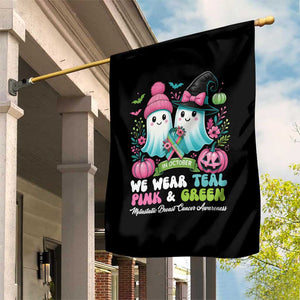 Metastatic Breast Cancer Awareness Ghost Garden Flag Halloween Green Teal Pink Ribbon TS10 Print Your Wear