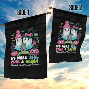 Metastatic Breast Cancer Awareness Ghost Garden Flag Halloween Green Teal Pink Ribbon TS10 Print Your Wear