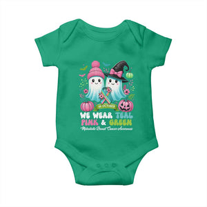 Metastatic Breast Cancer Awareness Ghost Baby Onesie Halloween Green Teal Pink Ribbon TS10 Irish Green Print Your Wear