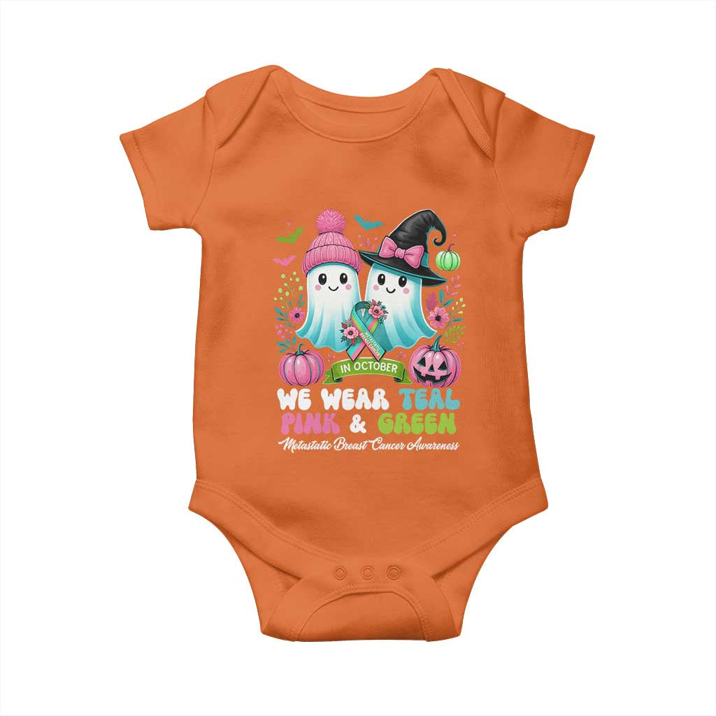 Metastatic Breast Cancer Awareness Ghost Baby Onesie Halloween Green Teal Pink Ribbon TS10 Orange Print Your Wear