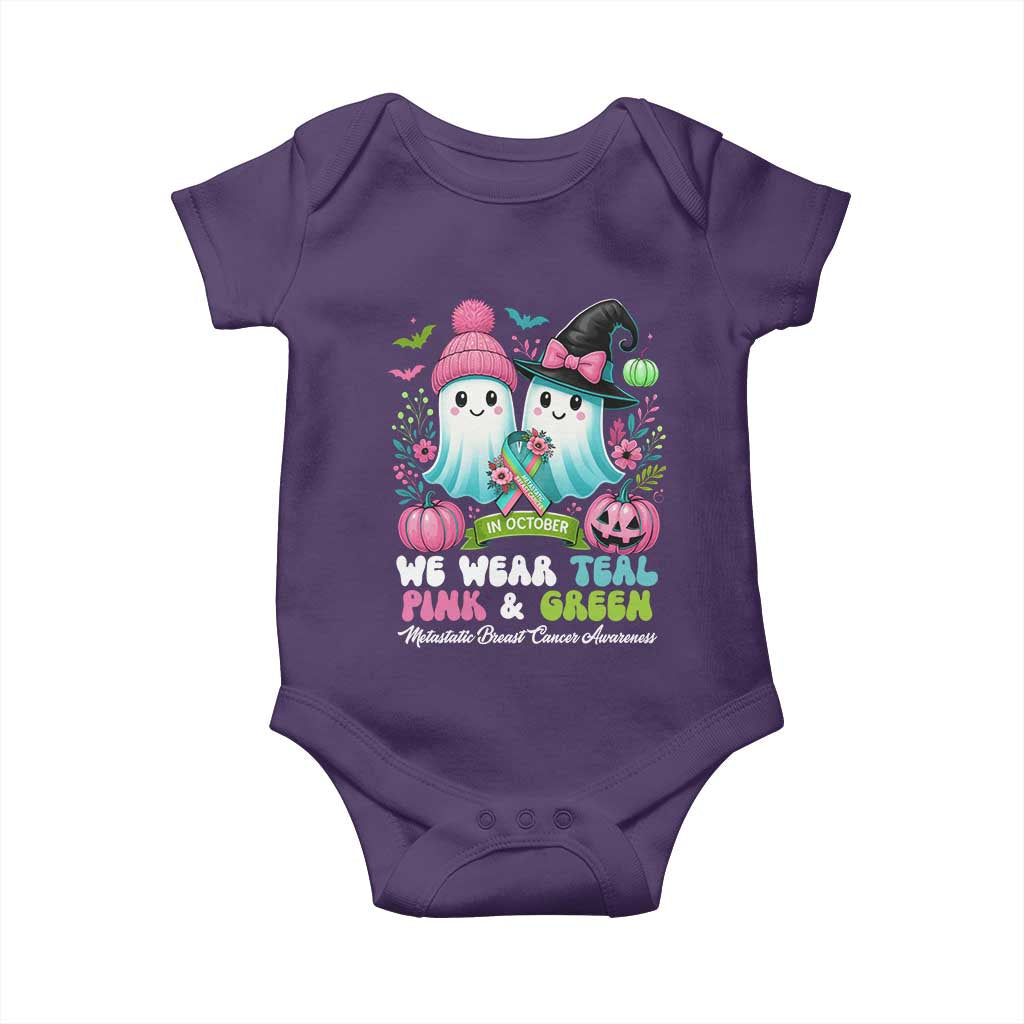 Metastatic Breast Cancer Awareness Ghost Baby Onesie Halloween Green Teal Pink Ribbon TS10 Purple Print Your Wear