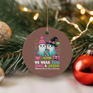 Metastatic Breast Cancer Awareness Ghost Ceramic Ornament Halloween Green Teal Pink Ribbon TS10 1pc Mocha Print Your Wear