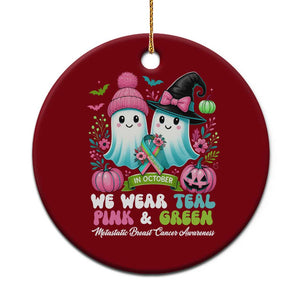 Metastatic Breast Cancer Awareness Ghost Ceramic Ornament Halloween Green Teal Pink Ribbon TS10 1pc Red Print Your Wear