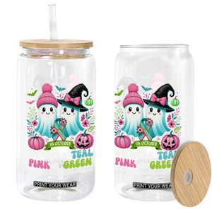 Metastatic Breast Cancer Awareness Ghost Glass Can Halloween Green Teal Pink Ribbon TS10 Print Your Wear