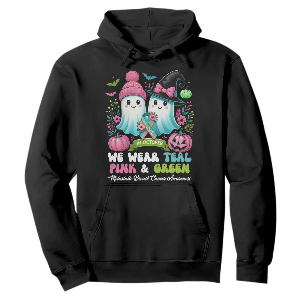 Metastatic Breast Cancer Awareness Ghost Hoodie Halloween Green Teal Pink Ribbon TS10 Black Print Your Wear
