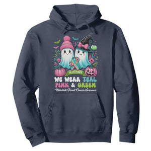 Metastatic Breast Cancer Awareness Ghost Hoodie Halloween Green Teal Pink Ribbon TS10 Navy Print Your Wear