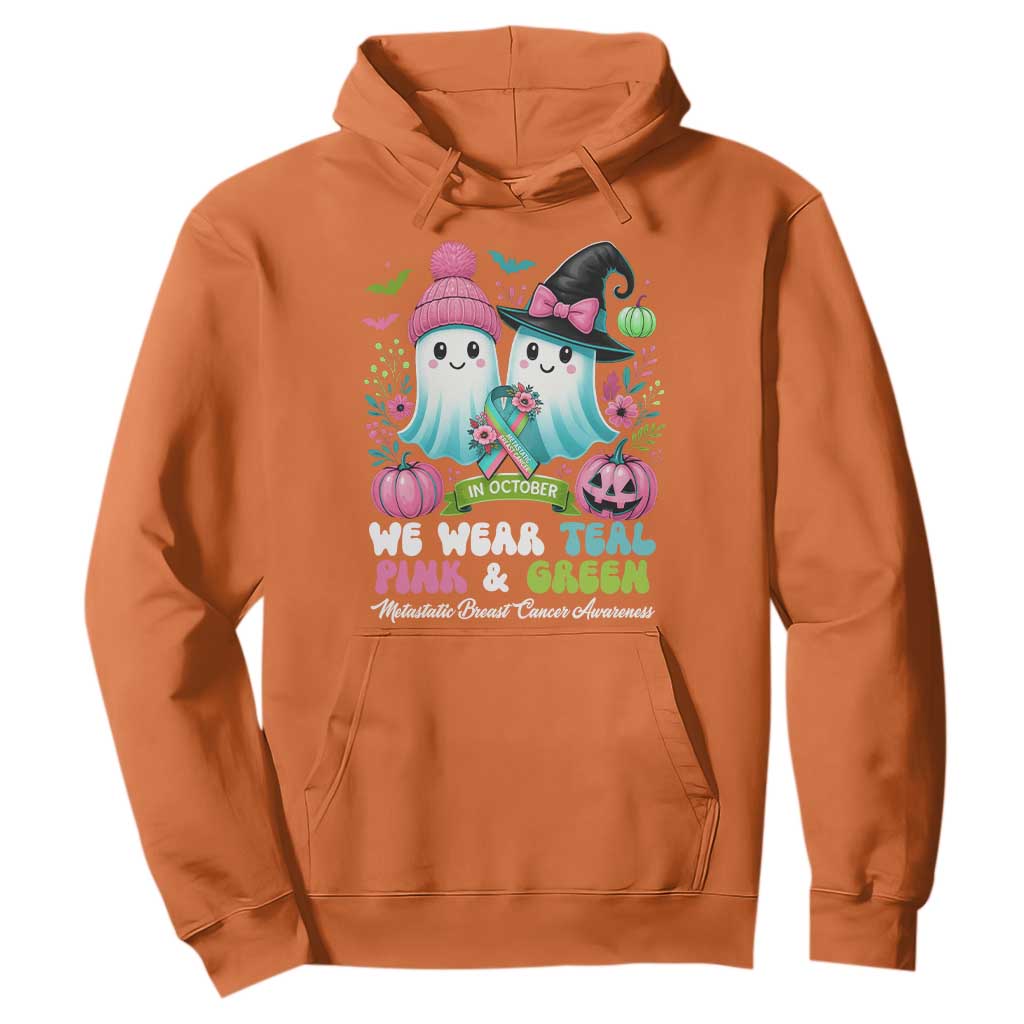 Metastatic Breast Cancer Awareness Ghost Hoodie Halloween Green Teal Pink Ribbon TS10 Orange Print Your Wear